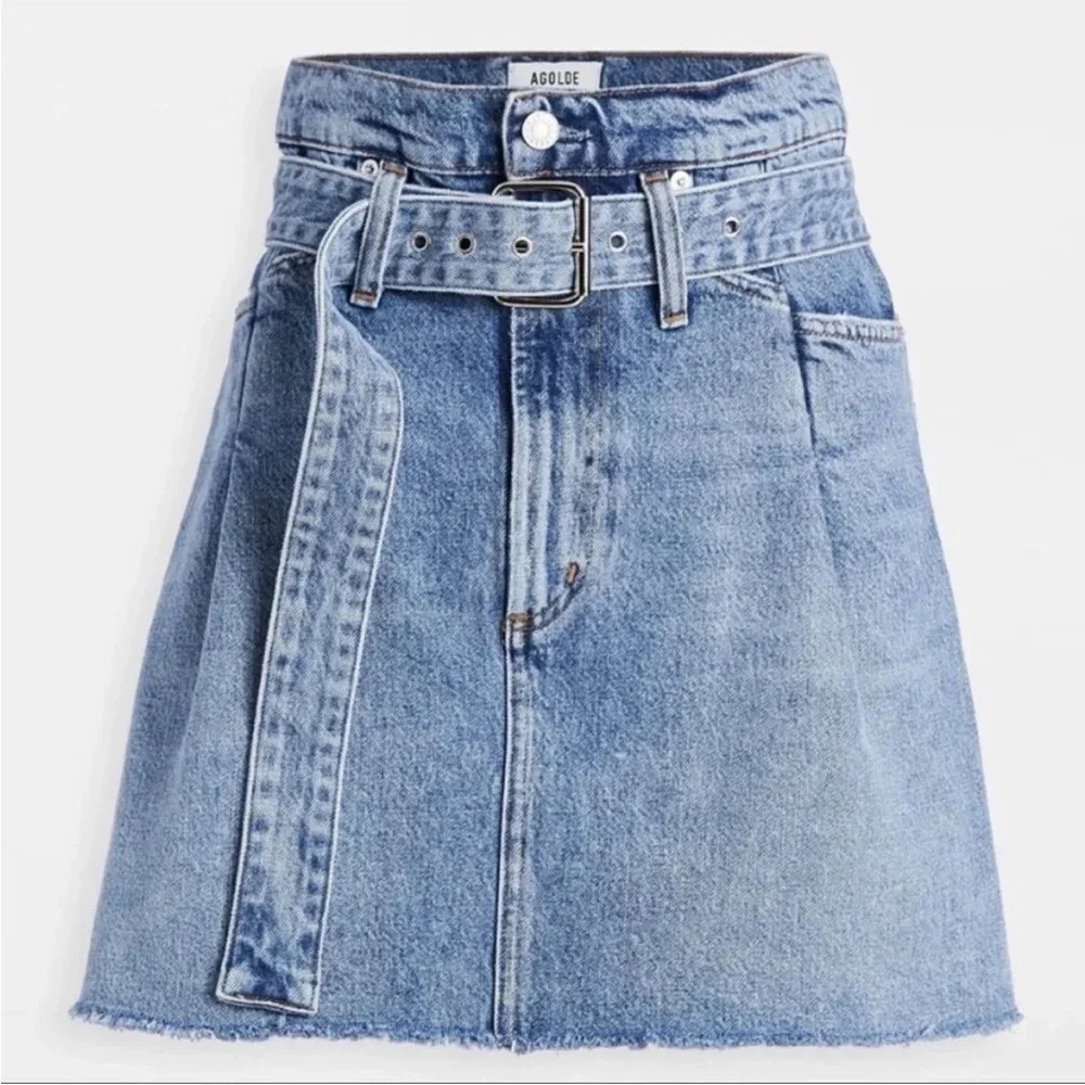AGOLDE 90's Denim Mini Jean Skirt High Waisted Blue Cotton Festival Size 24